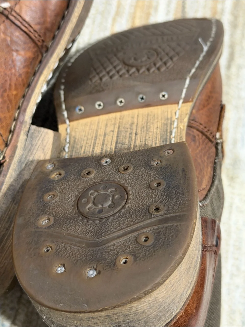 Caterpillar Men's Brown Leather and Olive Canvas Chukka Boots